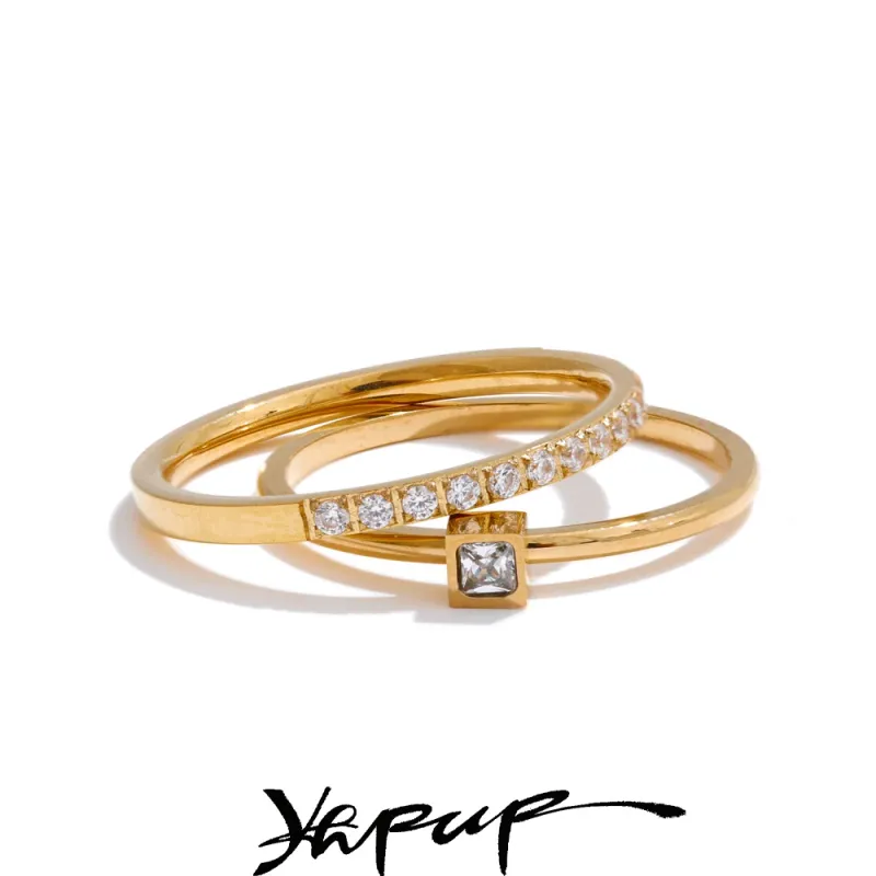18K Gold Plated CZ Stackable Ring 1