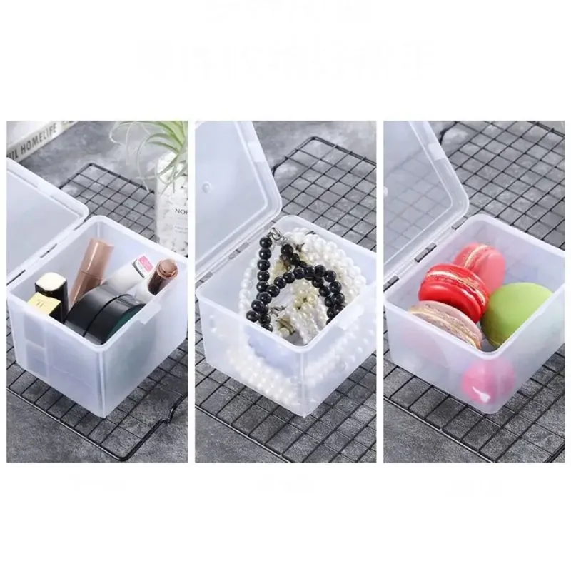 Multi-purpose Storage Box Plastic with Lid Small Thing Container Rectangular Shape Clear Storage Case Storing Jewelry Headband 3