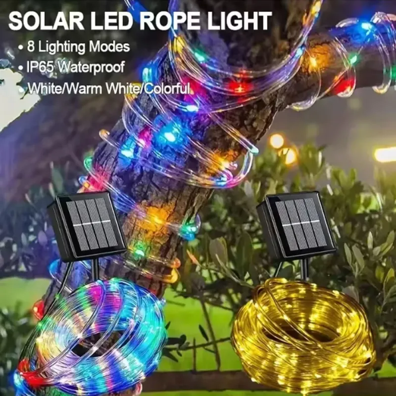 33FT Solar Rope Lights - 100 LED Outdoor String 1