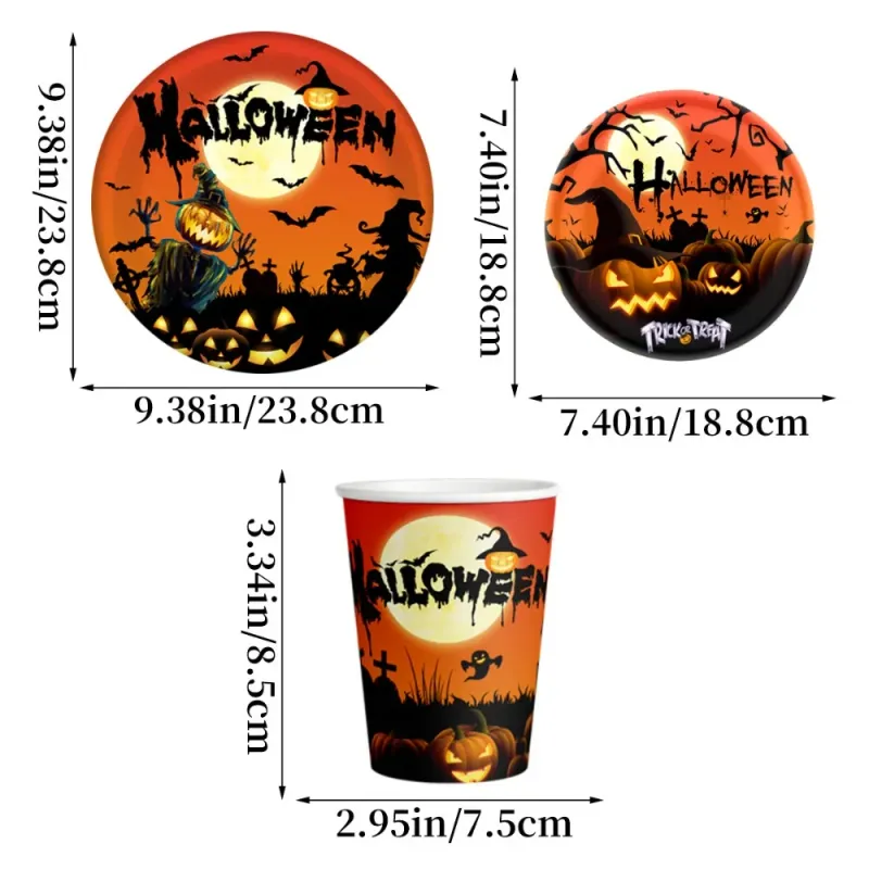 Halloween Pumpkin Bat Tableware Set 10pcs 6