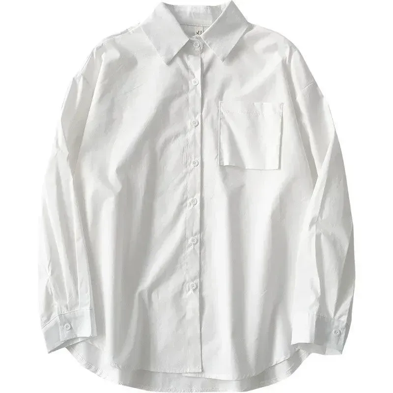 Japanese Loose White Pocket Blouse 6