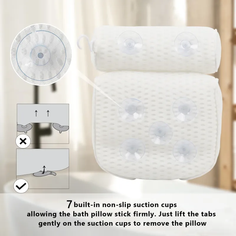 Luxury Bath Pillow with Suction Cups 3