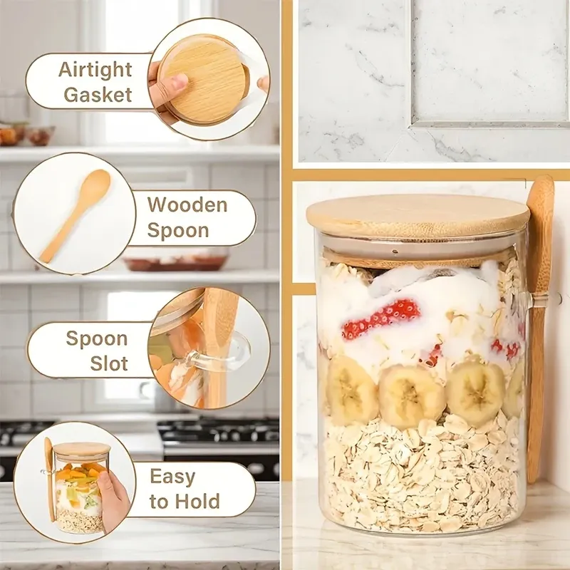 Glass Jars with Bamboo Lids & Spoons 4