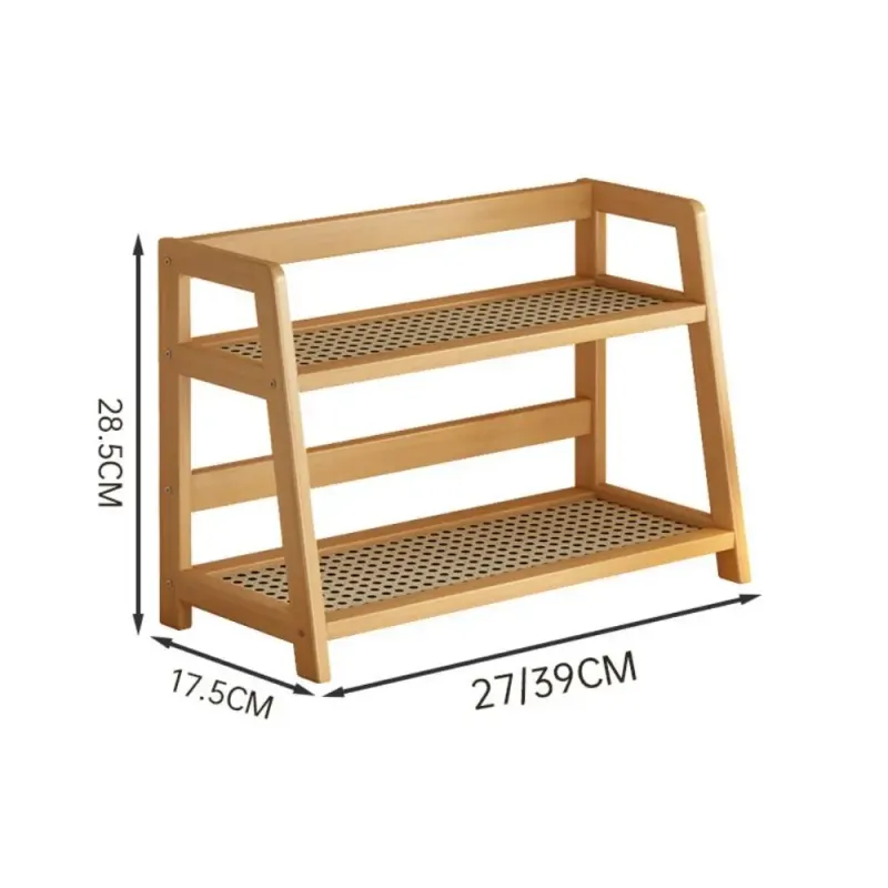 Wooden Rattan Storage Shelf Organizer 4