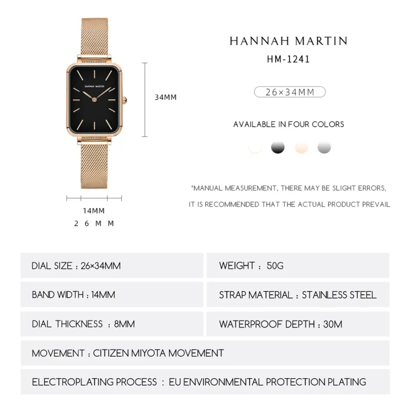 Hannah Martin Ultrathin Rectangle Mesh Watch 4