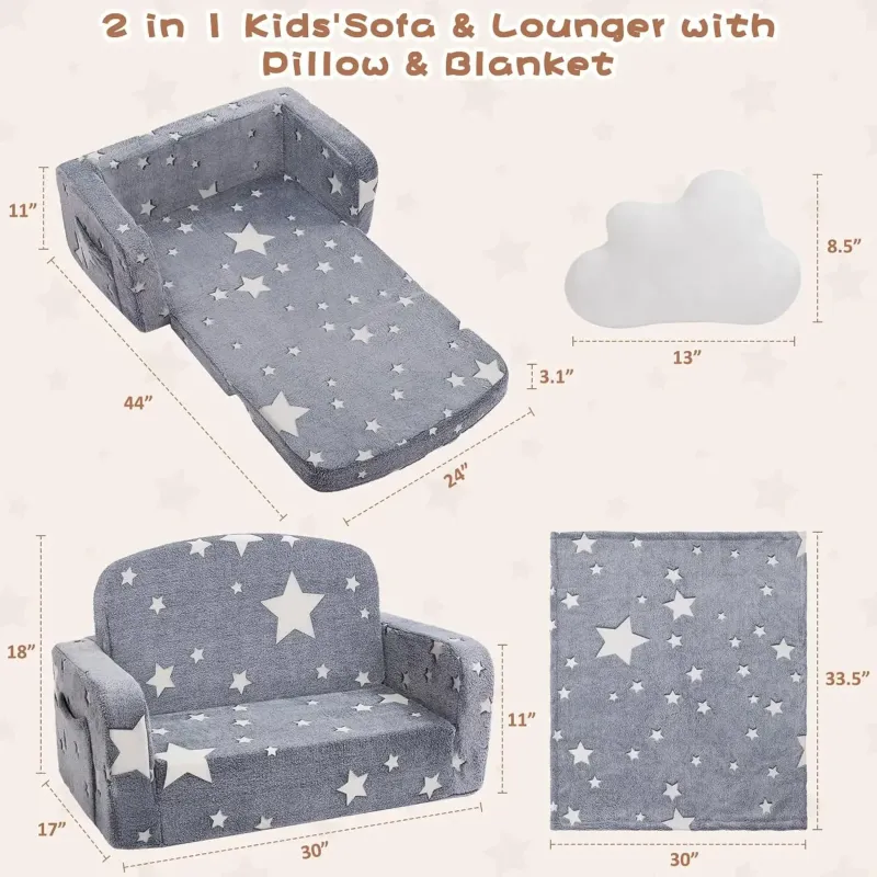 Extra Wide Kids Couch with Glow Features 2