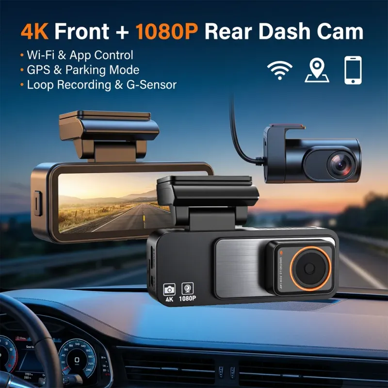 4K Dual Lens Dash Cam GPS WiFi DVR 2