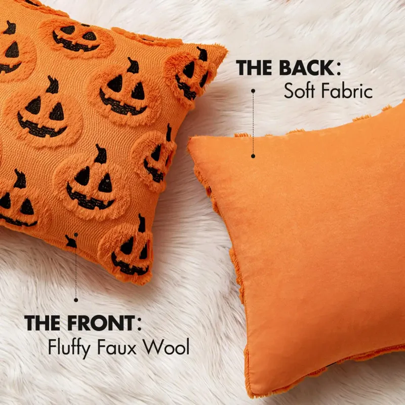 Fall Pumpkin Pillow Cover 18x18 4