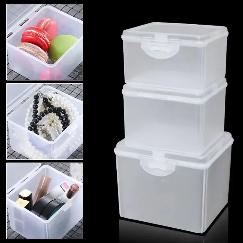Multi-purpose Storage Box Plastic with Lid Small Thing Container Rectangular Shape Clear Storage Case Storing Jewelry Headband 5