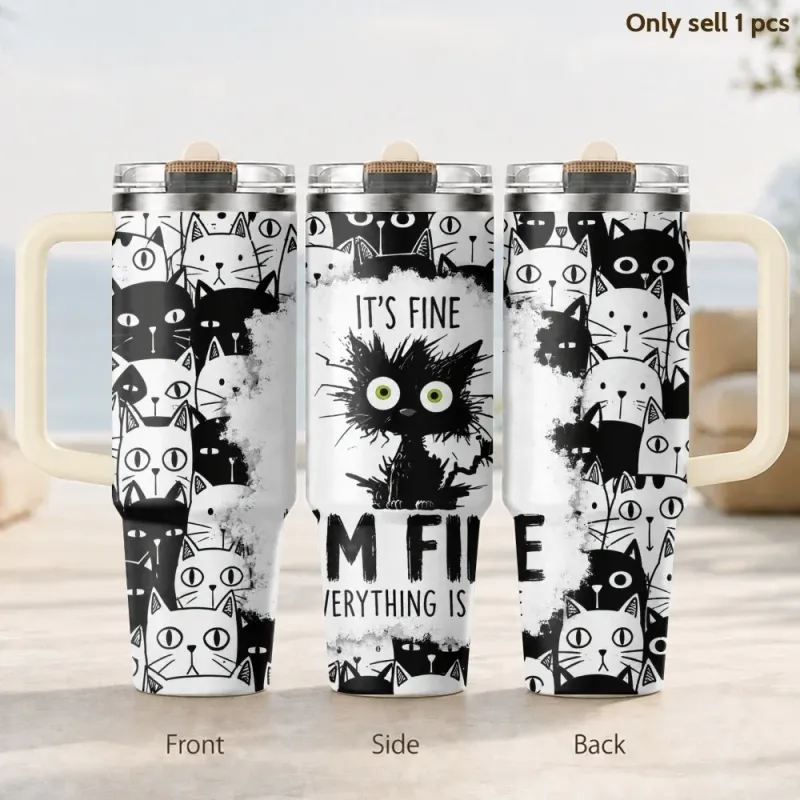 Cat Slogan Vacuum Flask 40oz 1