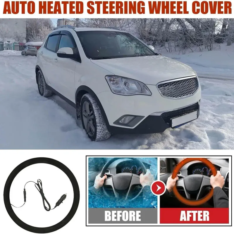 38cm Heated Steering Wheel Cover 2