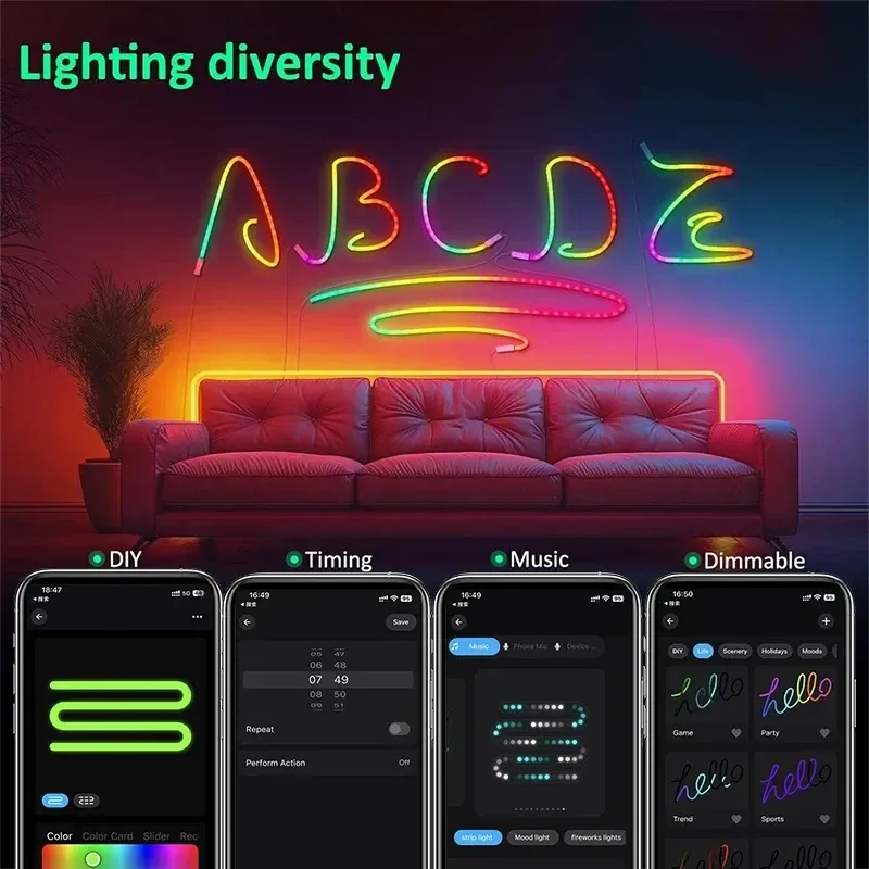 RGBIC Neon LED Strip Lights with Music Sync 5