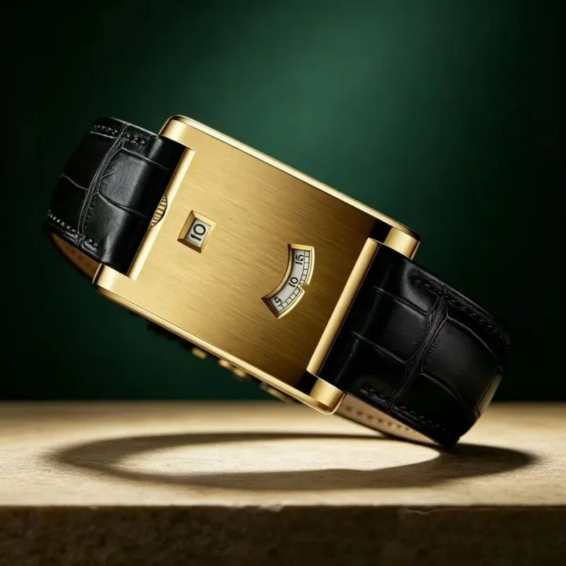 Square Dial Quartz Watch with Leather Strap 2