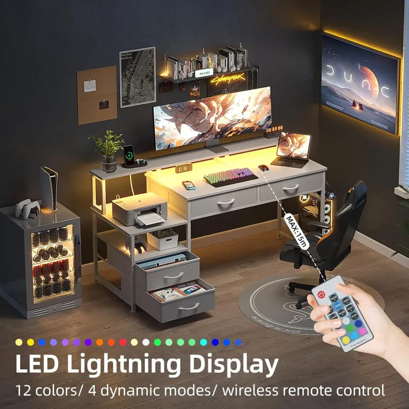 53" LED Gaming Desk with 4 Drawers 5