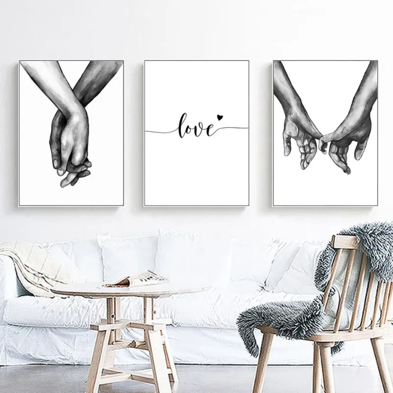 Minimalist Hand in Hand Love Wall Art 3