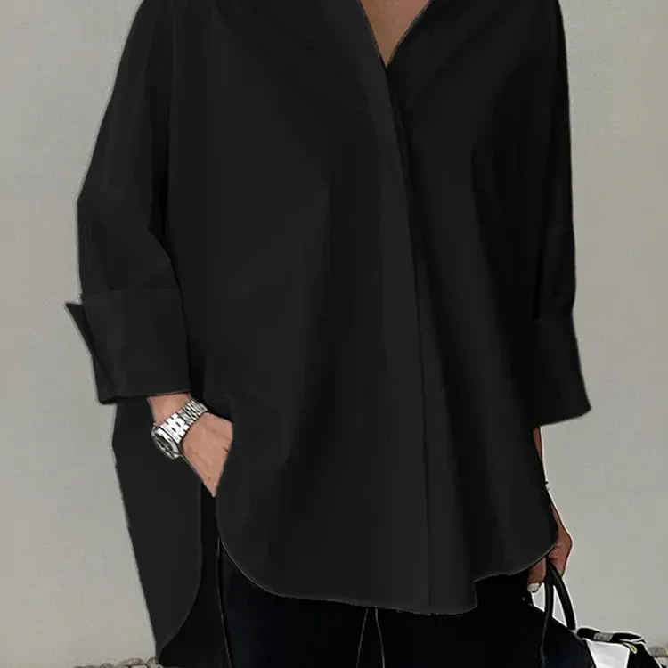 ZANZEA Oversized White Button-Up Blouse 4