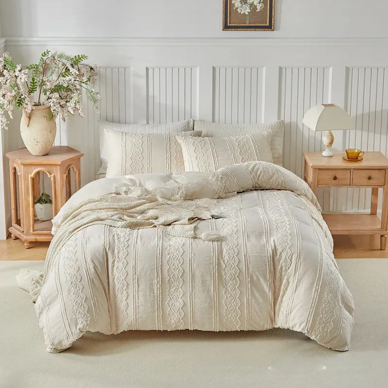 Beige Boho Duvet Cover Set Full/Queen 1