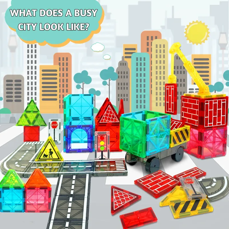 Magnetic Road & Car Building Set 3