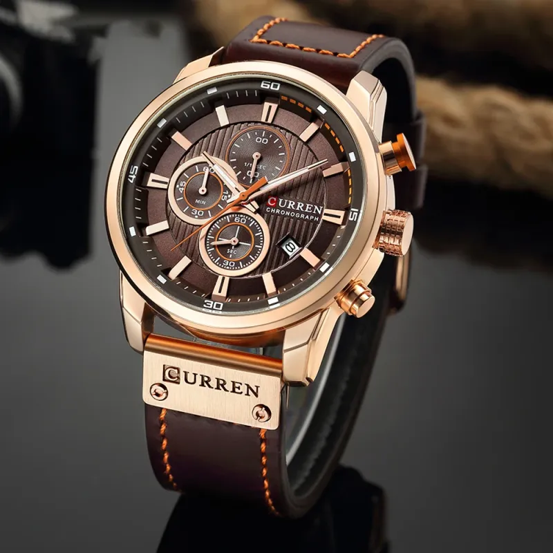 CURREN 8291 Men's Chronograph Leather Watch 1