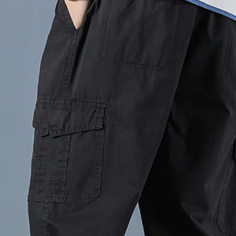 Men's Black Cotton Cargo Joggers 5