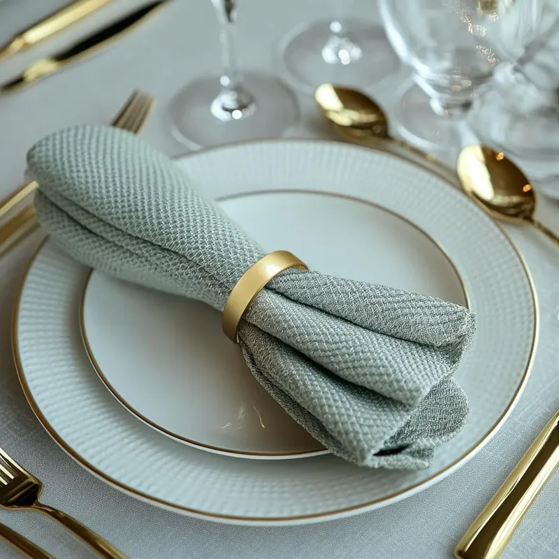 Gold D-Shaped Napkin Rings Set of 16 5