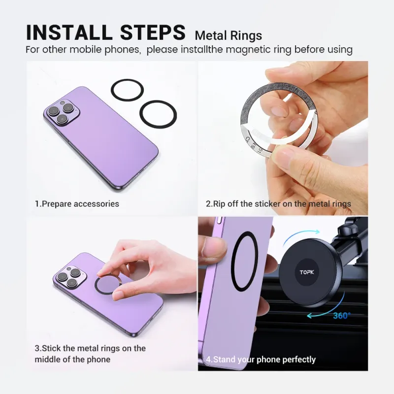 TOPK Universal Magnetic Car Phone Holder 6
