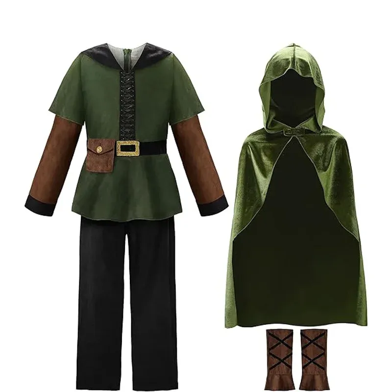 Kids Medieval Hooded Cape Costume Cloak 1