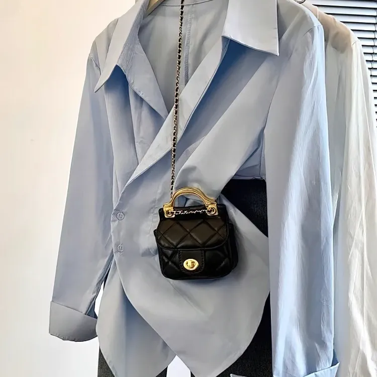 Irregular Long Sleeve White Polo Tunic 3