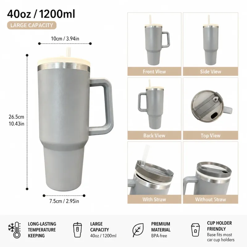 40oz Insulated Tumbler w/Handle & Straw 5
