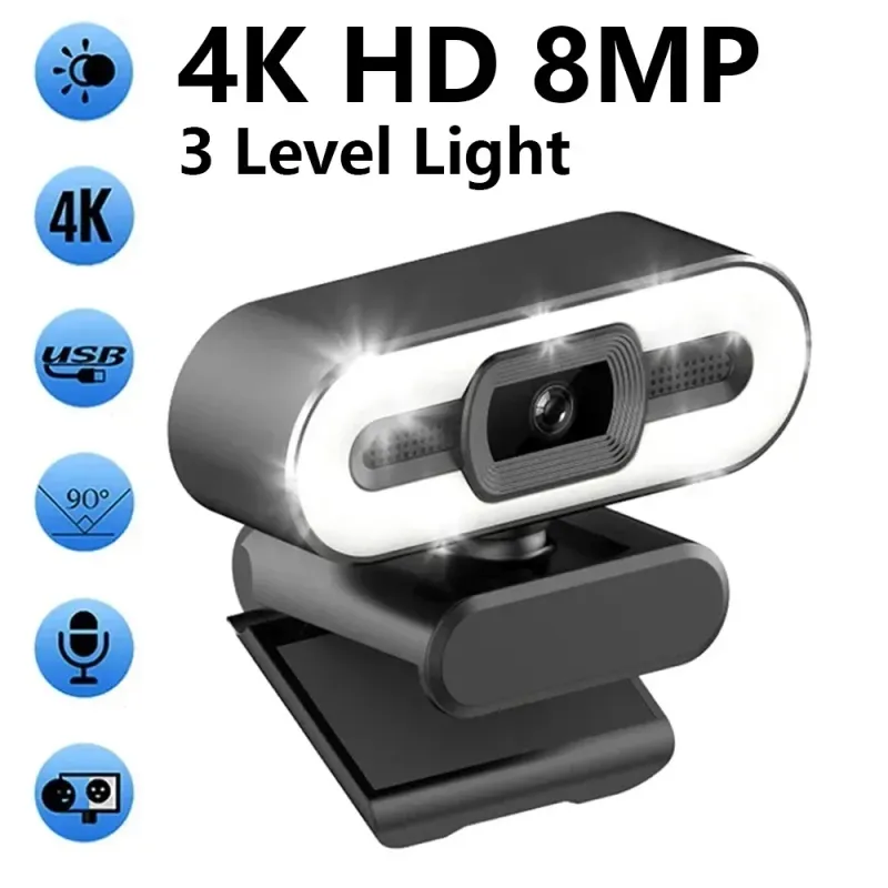 Portable 4K HD Webcam with Light 1