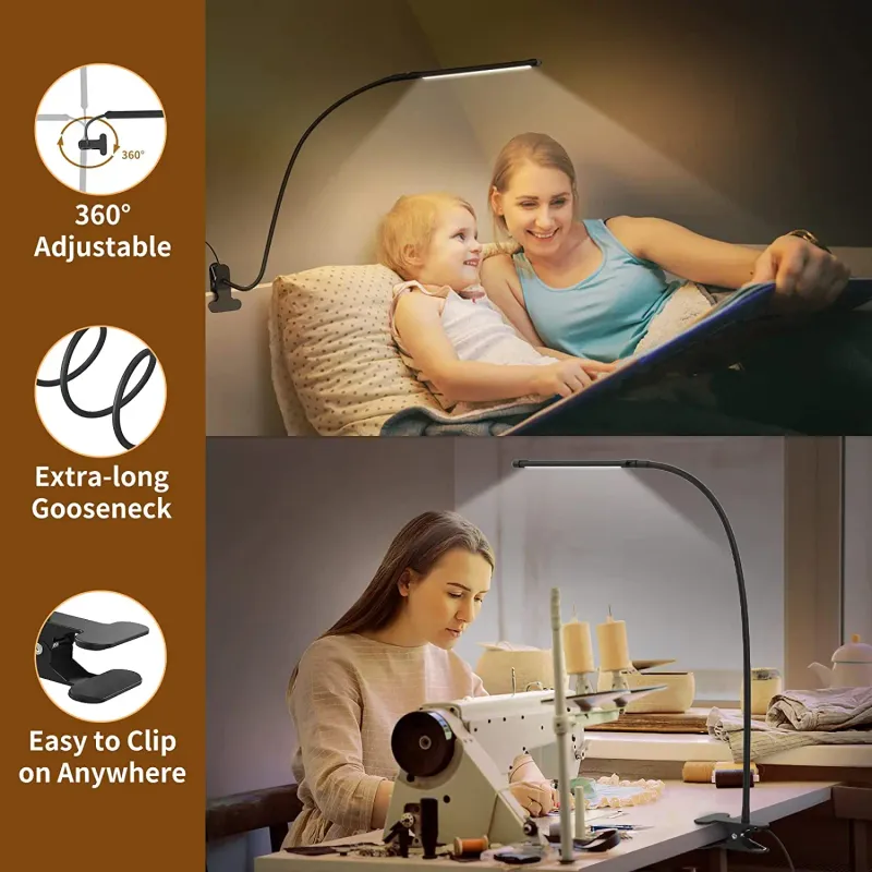 10W Dimmable LED Clamp Desk Lamp 6