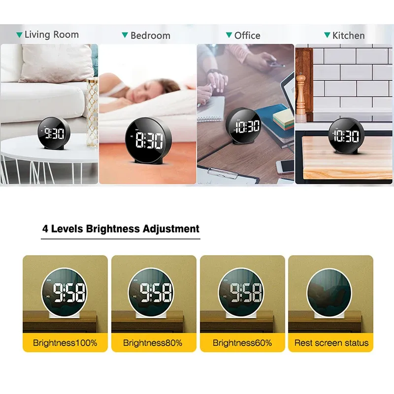 LED Digital Alarm Clock Dual Time Display 5