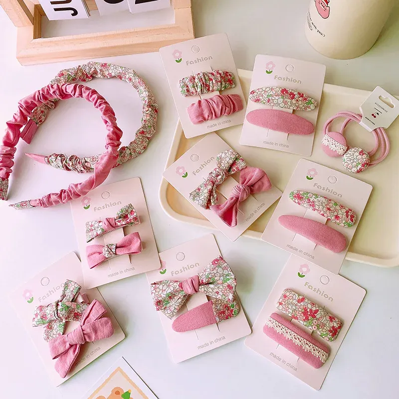 Pink Boho Hair Set - Floral Bow Clip & Scrunchie 2