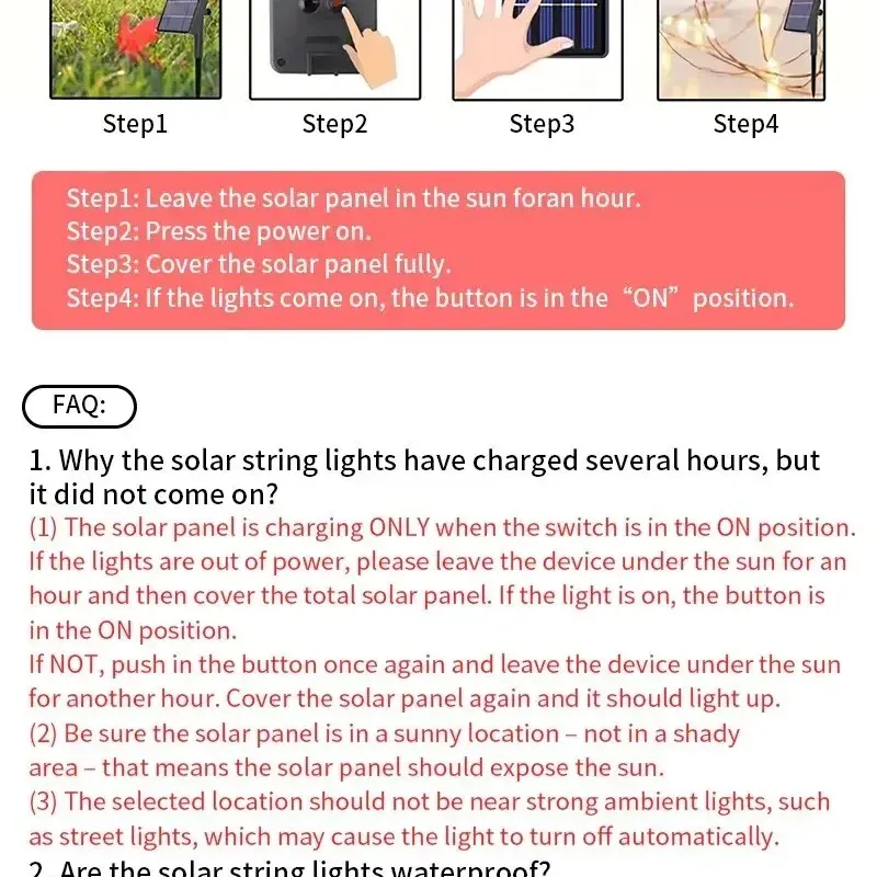 Solar Fairy Lights - 8 Modes, Waterproof 6
