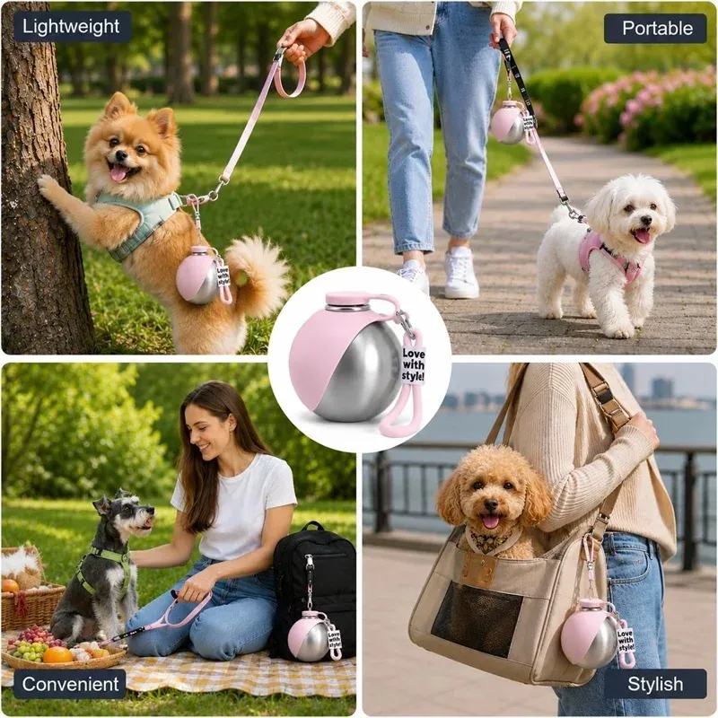 Portable Stainless Steel Dog Water Bottle 285ml 5