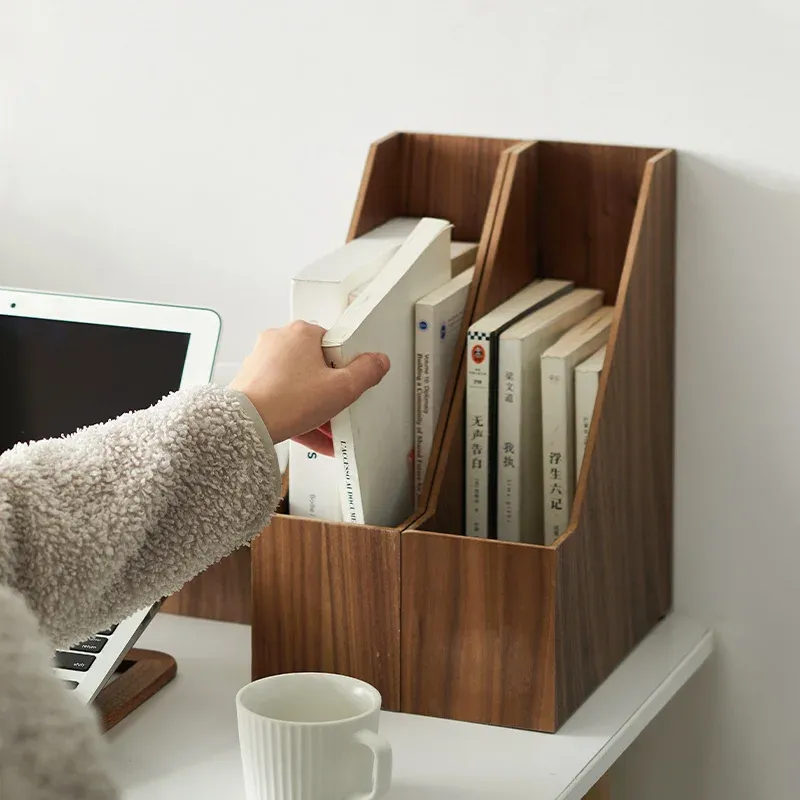 Wood Desktop Organizer Vertical File Holder 2