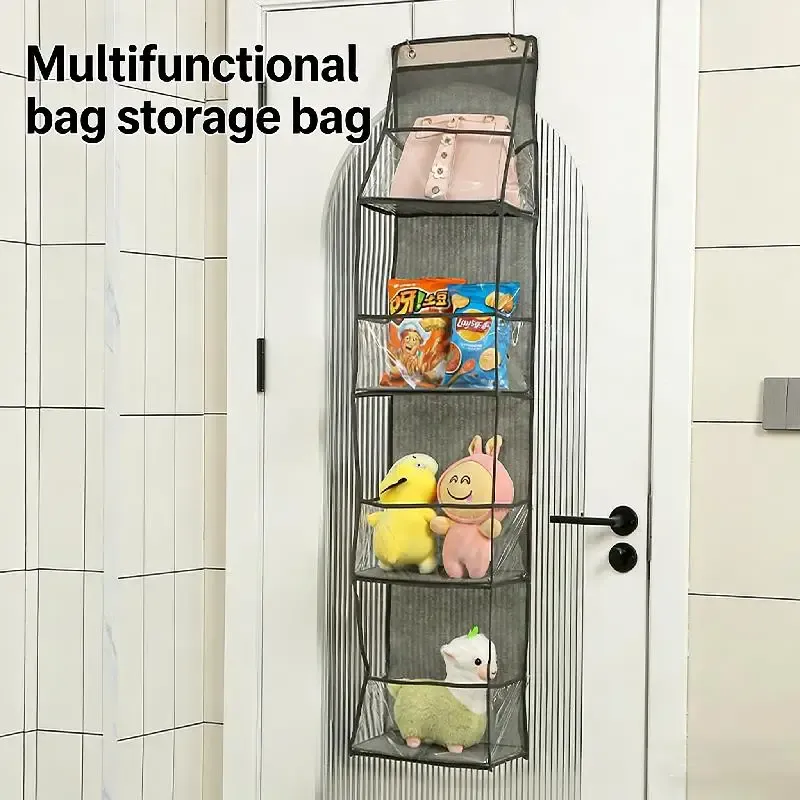 4/6Tier Over The Door Organizer Miscellaneous Clothes Toy Hanging Storage Bag With Mesh Pockets Shelves For Closet Bedroom Dorm 5