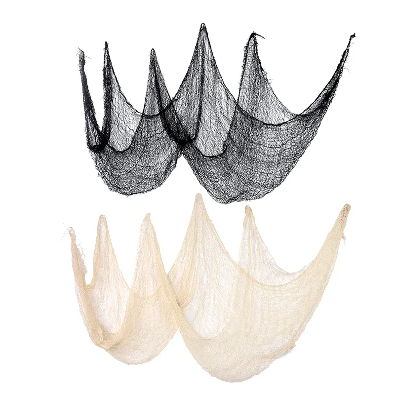 Black Gauze Halloween Spider Web Decor 6