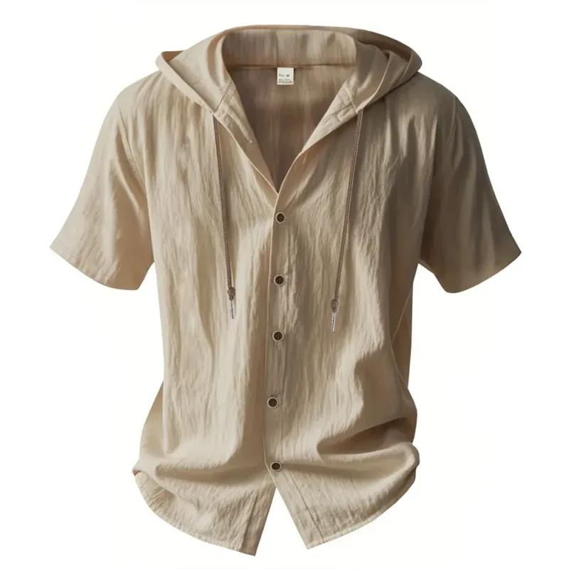 Cotton Linen Hooded Shirt 4