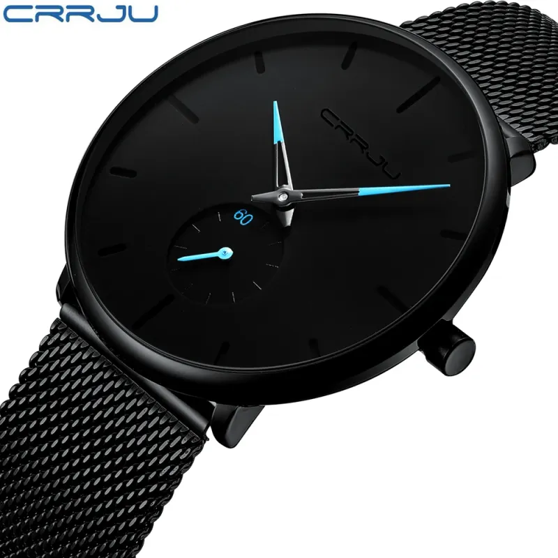 CRRJU Slim Mesh Steel Quartz Watch for Men 1