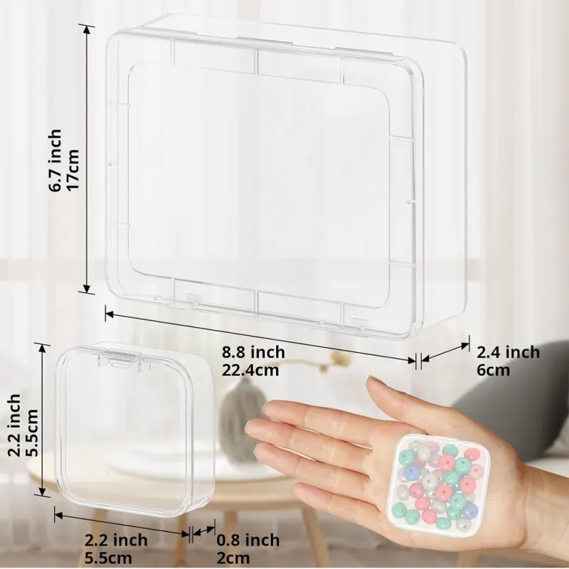 Bead Organizer Box 31Pcs Small Bead Organizers Storage Plastic Cases Mini Clear Bead Storage Containers Boxes with Hinged Lid 2