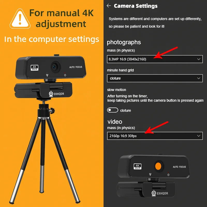 EXHQDR 4K Webcam with Privacy Cover 6