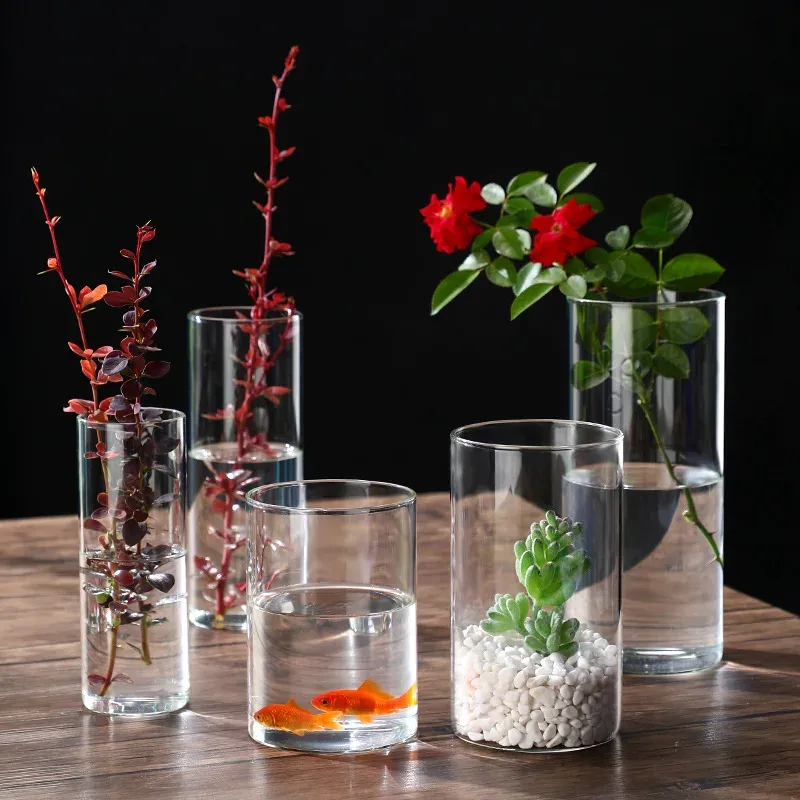 Glass Cylinder Vases Set 1