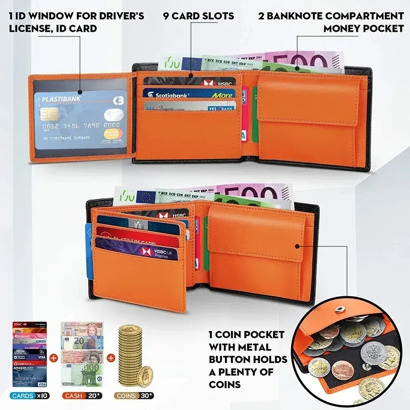 Slim RFID Blocking Leather Wallet for Men 2