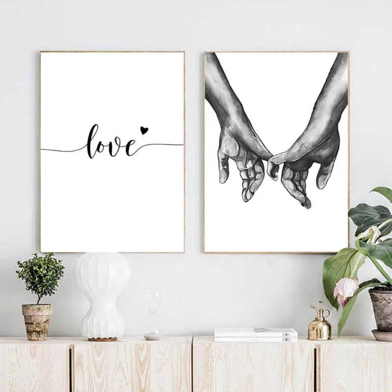 Minimalist Hand in Hand Love Wall Art 4