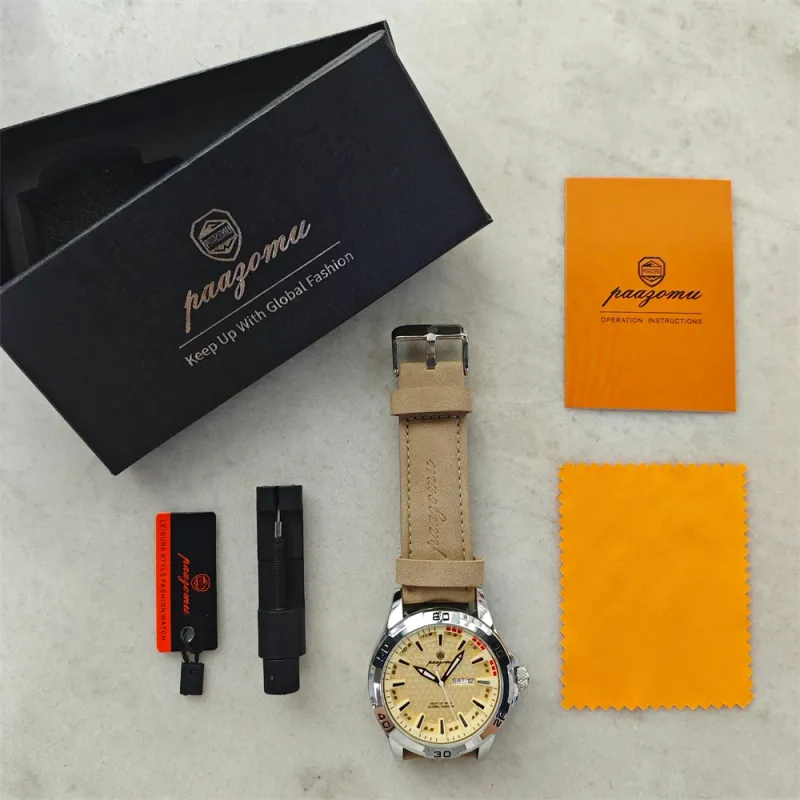 PAAZOMU Men's Luminous Date & Day Quartz Watch 6