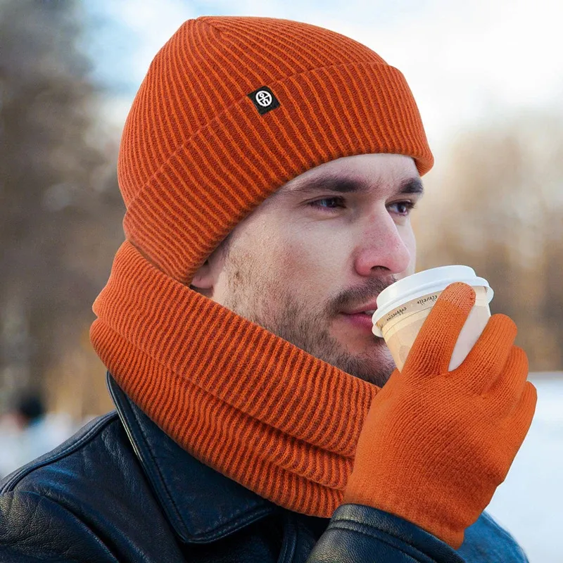 Winter Beanie Scarf Gloves Set 4