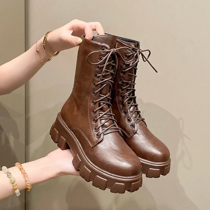 Aphixta Modern Ankle Boots Brown Big Size 3