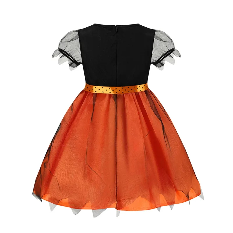 Girls Pumpkin Costume Dress 4