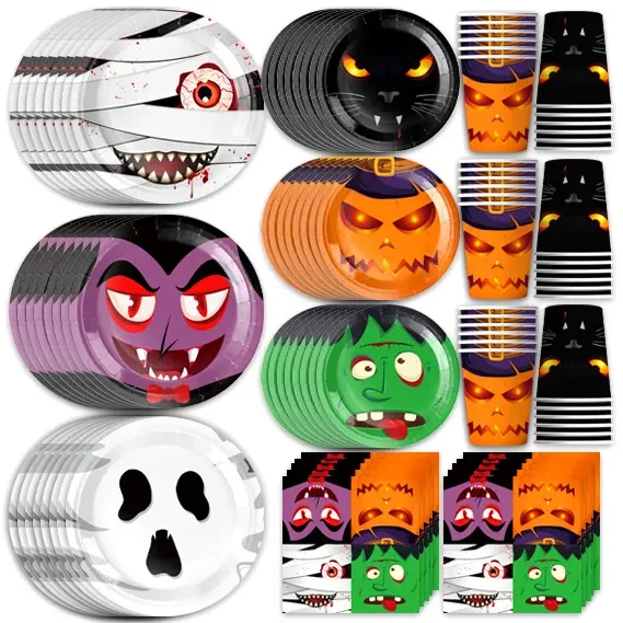Kids Halloween Monster Party Tableware Set 4